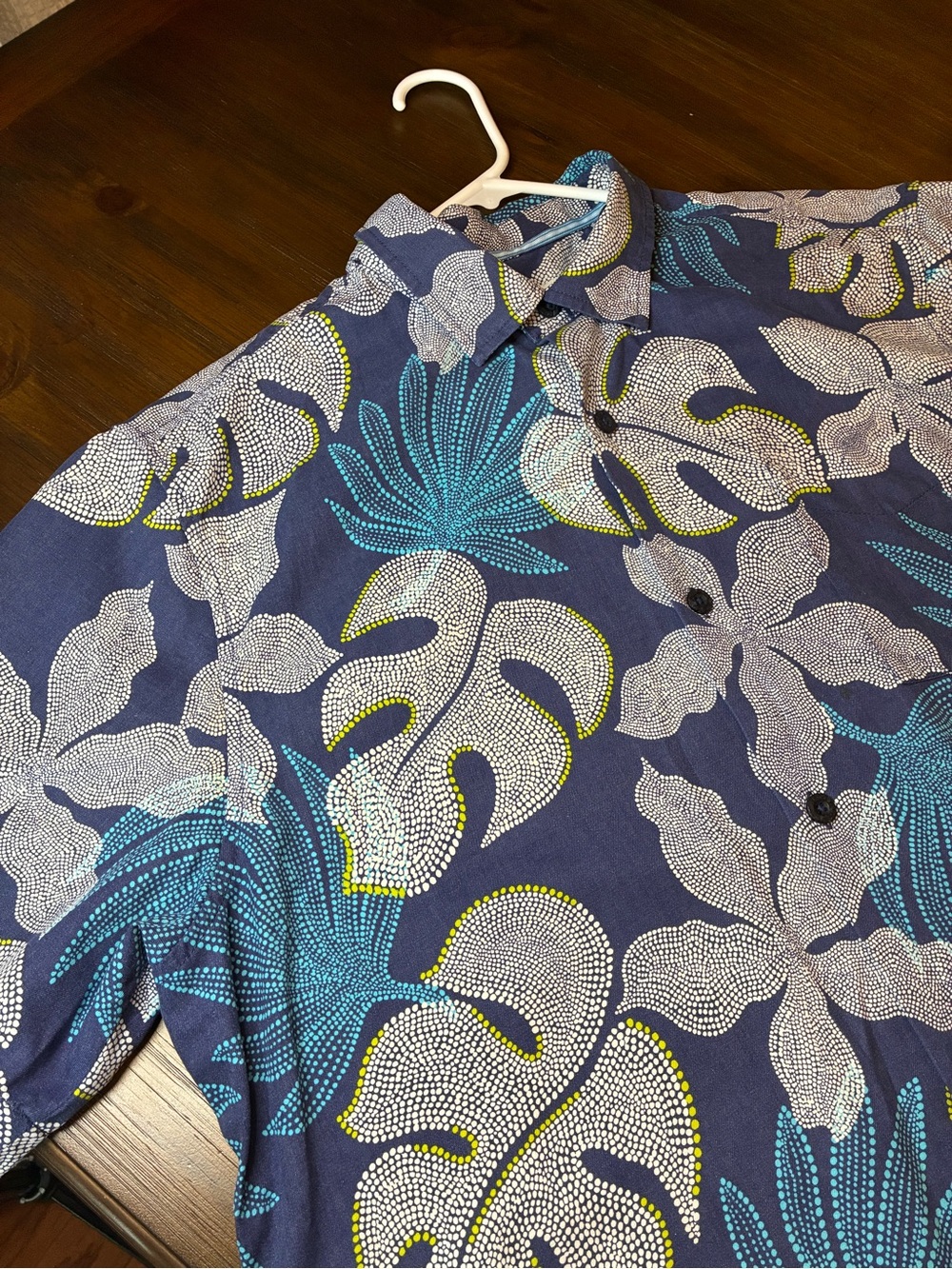 Tommy Bahama Navy Tropical Leaf Print Button-Down Shirt
